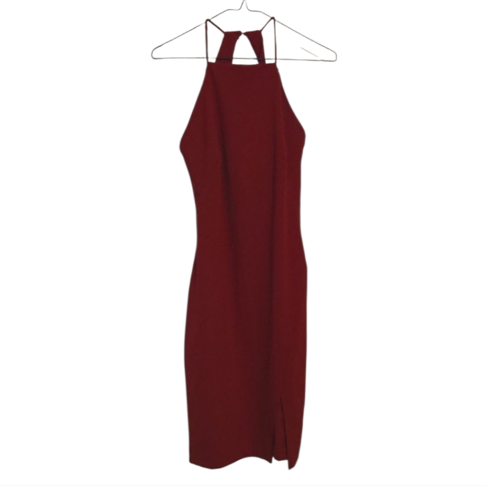 Lauren Ralph Lauren Burgundy Halter Midi Dress